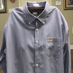 Peter Millar dress shirt LSU emblem purple and gold in color XL